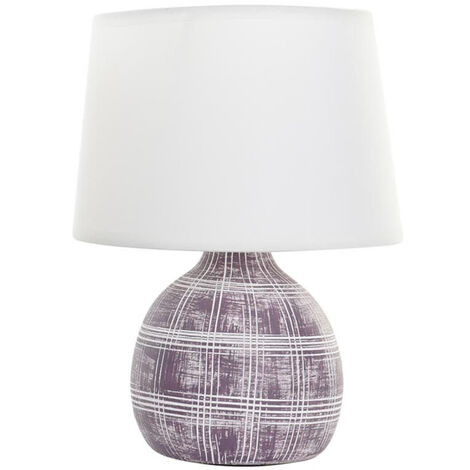 Lampe en grès ocre brun et blanc 26 cm