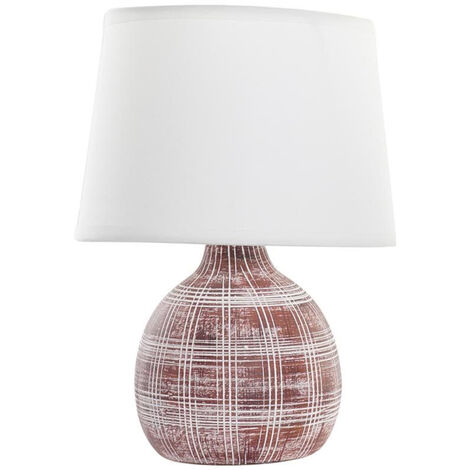 Lampe en grès ocre rouge et blanc 26 cm