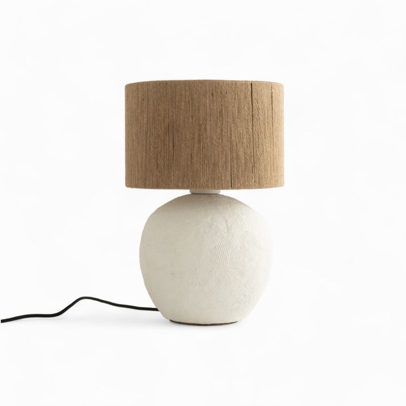 Lampe en jute et papier blanc - NINA