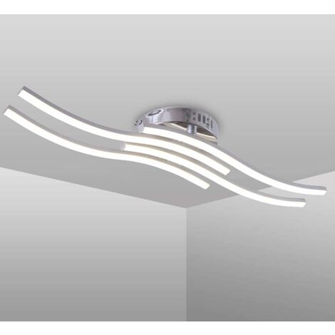 Lampe en métal moderne panneau acrylique blanc,LED Plafonniers, 24W 5500K Lampe en forme de vague pour Maison Salon Salle de bain Cuisine Chambre Salon Couloir
