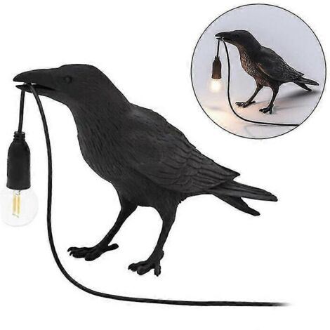 Lampe en résine en forme d'oiseau, corbeau, lampe LED, applique murale pour chambre ou salon, décoration de table
