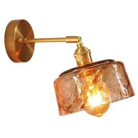 Lampe en Verre de Cristal Applique Murale en Verre Cuivre Laiton Applique Murale , Lampe de Chevet E27 Appliques dorées (Sans source lumineuse）