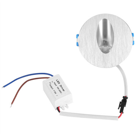 Lampe encastrée LED 1 W pour porche, allée, escalier Lampe d'angle en aluminium ronde Blanc froid