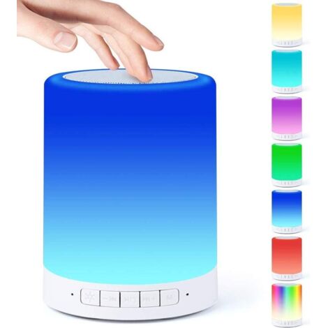 Lampe-enceinte Bluetooth, lampe de chevet tactile avec lumière à couleurs changeantes et7Différentes couleurs
