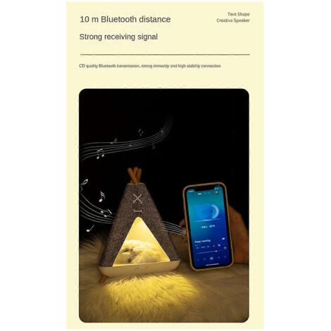 Lampe-enceinte Bluetooth sans fil en forme de tente 2 en 1 avec éclairage ---
