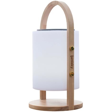 Lampe enceinte bluetooth sans fil WOODY Bois Bois H37CM