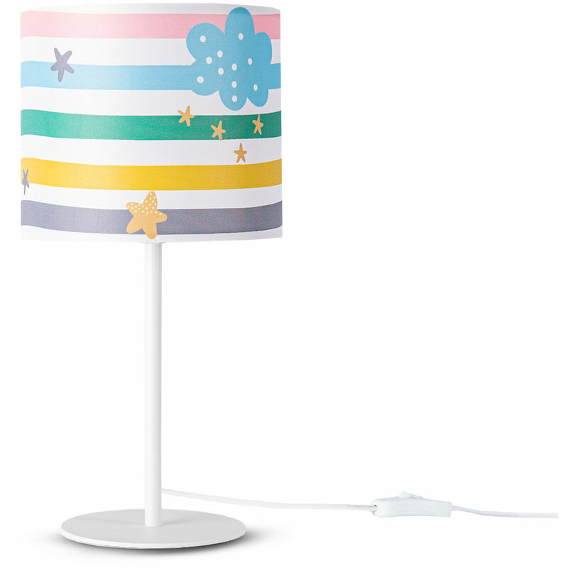 Paco Home - Lampe De Chevet Chambre Enfant Lampe à Poser Colorée Applique Arc-En-Ciel Lampe de table - Blanc, Design 6 (Ø18 cm)