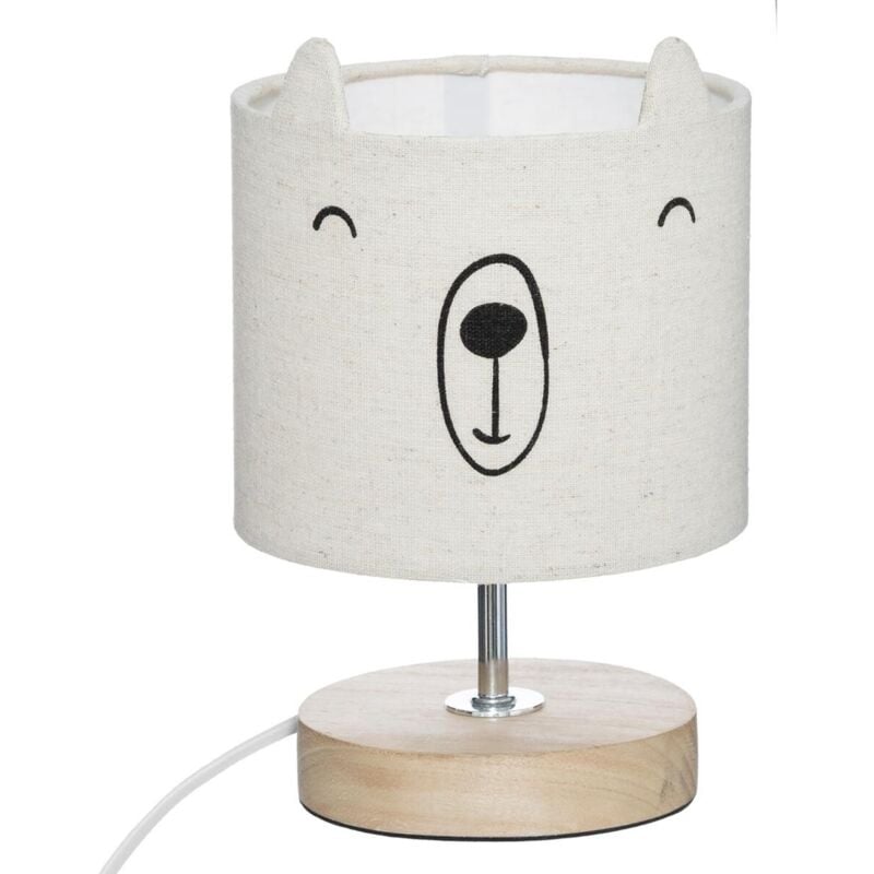 Wellhome - Lampe enfant 'Ourson' Well Home en coton et bois Ø15x23cm