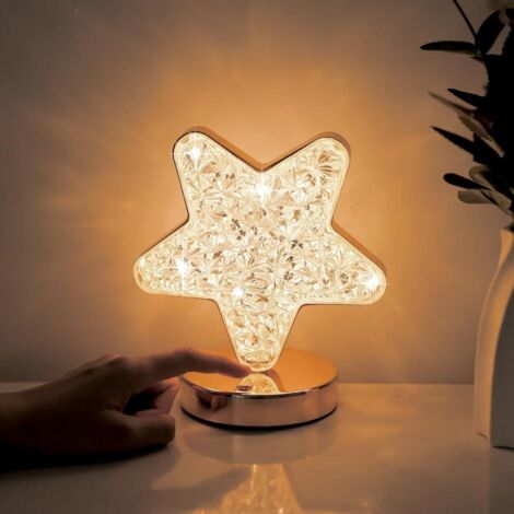 Lampe étoile, veilleuse mignonne pour enfants, sans fil, rechargeable, lampe tactile à intensité variable en continu avec 3 réglages de couleur pour le salon, la chambre et la décoration de Noël.