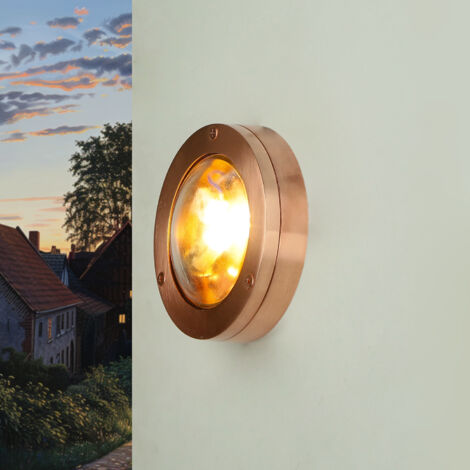 Lampe extérieure murale en cuivre IP64 G9 Ø 14 cm verre laiton Maritim Lampe murale