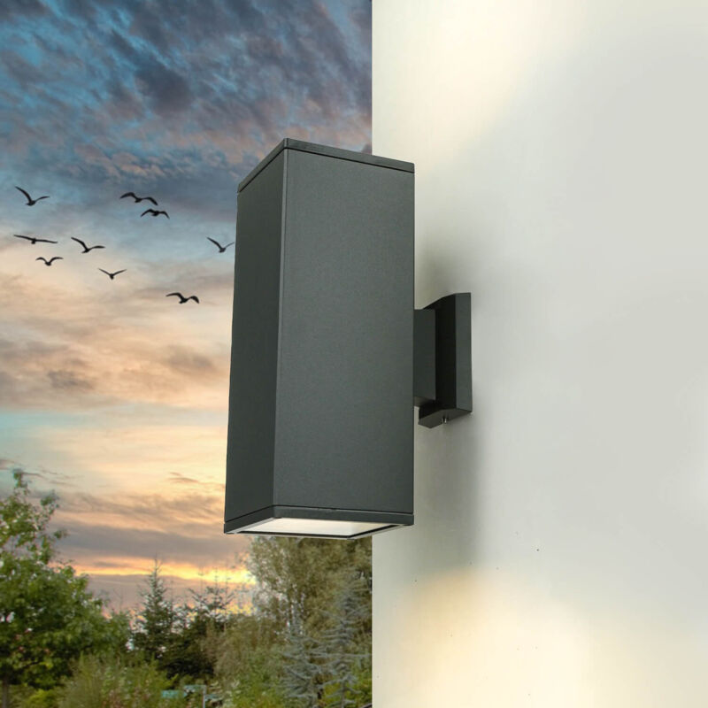 Lampe extérieure murale IP54 Anthracite E27 Fonte d'aluminium Moderne Up Down Lampe extérieure murale Terrasse