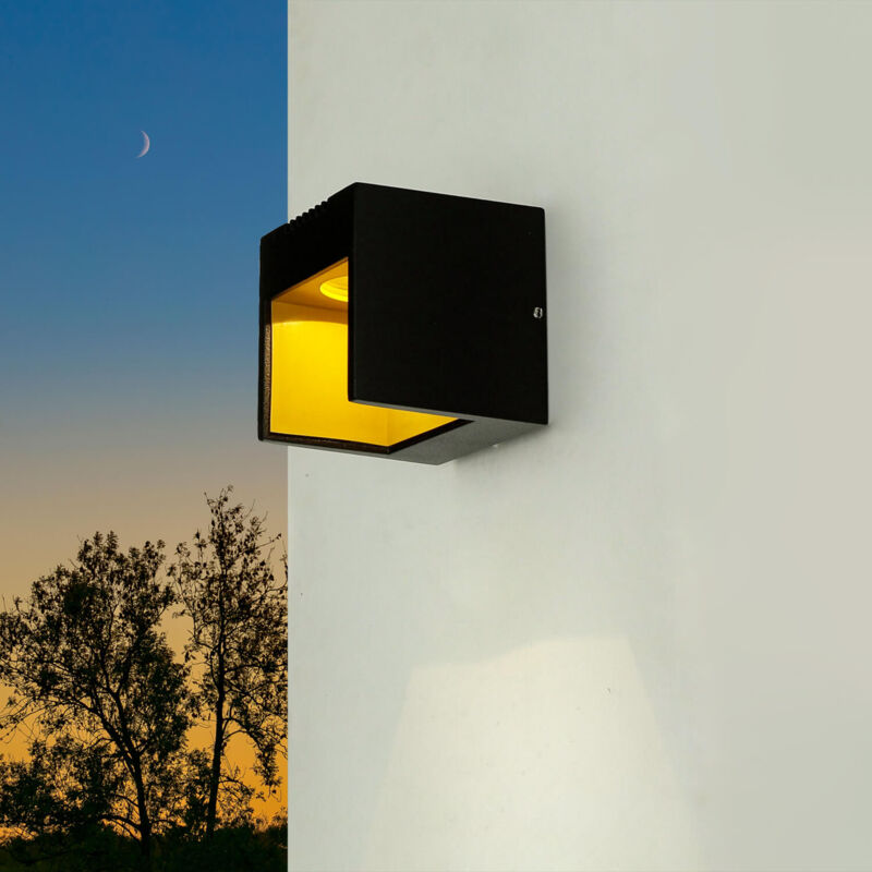 Lampe extérieure LED Mur IP44 Or Aluminium Moderne Lampe murale extérieure Maison Terrasse - Noir, or - noir, or