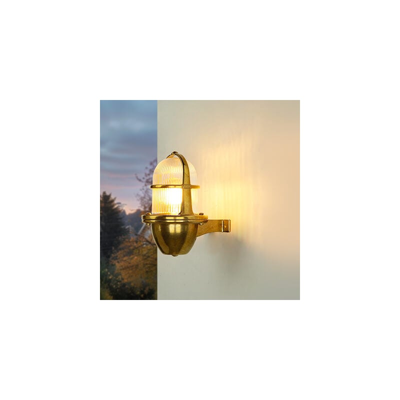 Lampe extérieure mur E27 IP64 cour jardin verre laiton Maritim Applique extérieure - Laiton, Clair/Transparent