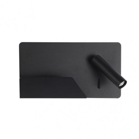 LAMPE FABRIL 17176DE09 Applique Murale 3w 4000k Miguel Angel Droit Noir C/usb Et Étagère 150lm 16x28x12 Cm Réglable