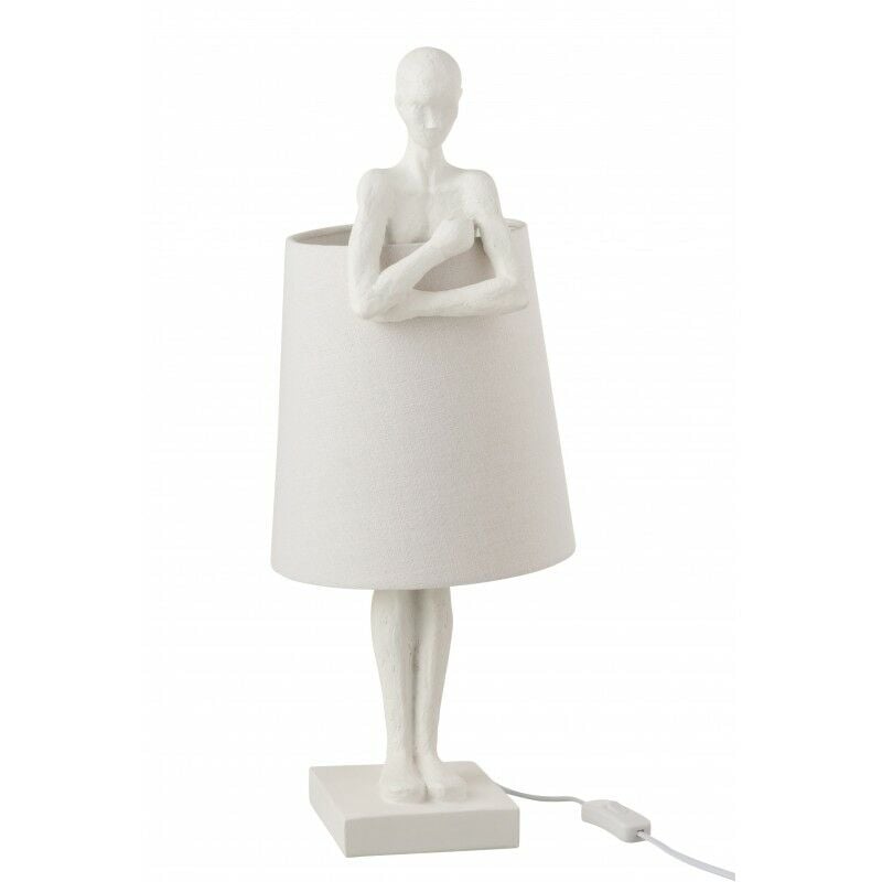 lampe figurine soutien en résine blanche de 58 cm - blanc