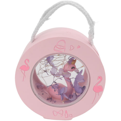 Lampe Flamingo Murale Double Face Transparente Figurine Résine Rose Alimentée par Piles Décor Romantique