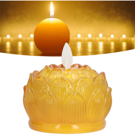 Lampe Fleur LED Lotus Imitation Vitrail Lumière Jaune Électronique Décor Maison Bureau