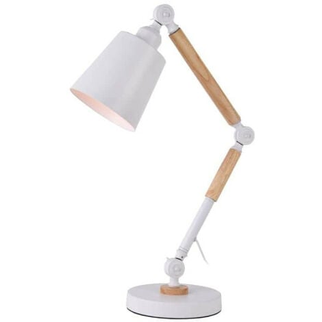 Lampe Flexo Architecte EDM Vintage en bois E27 Blanc 60W