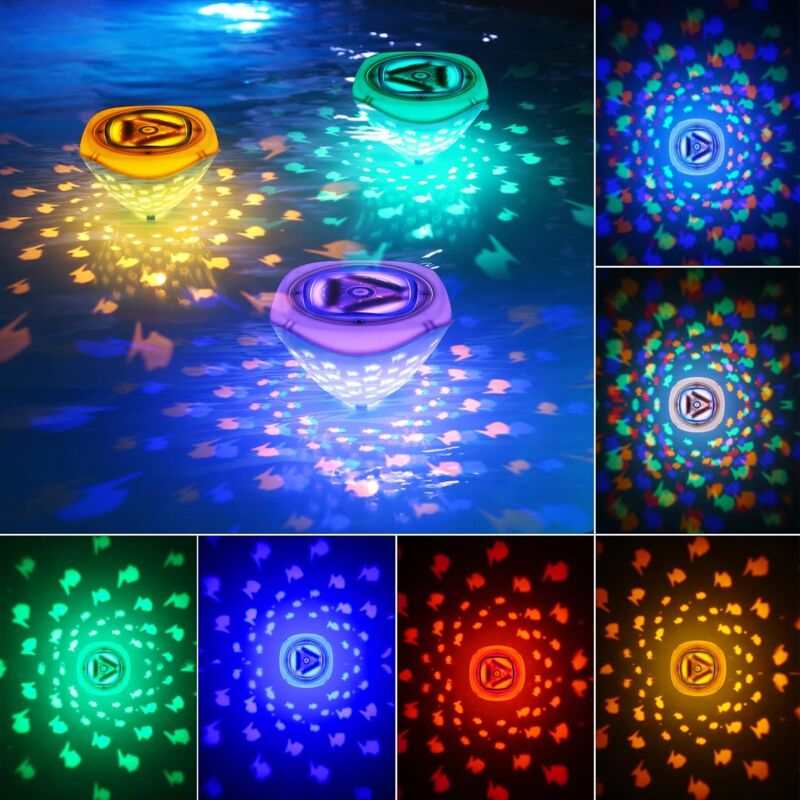 Lampe flottante pour piscine, motif poisson, 3 pièces, lumières sous-marines à couleurs changeantes, 4 couleurs, 2 motifs, décorations lumineuses LED