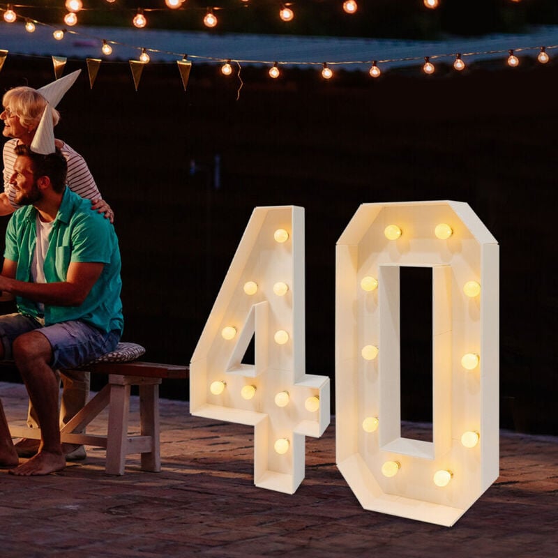Lampe fluorescente de 100cm 40 numéros d'anniversaire Décoration de 40ème