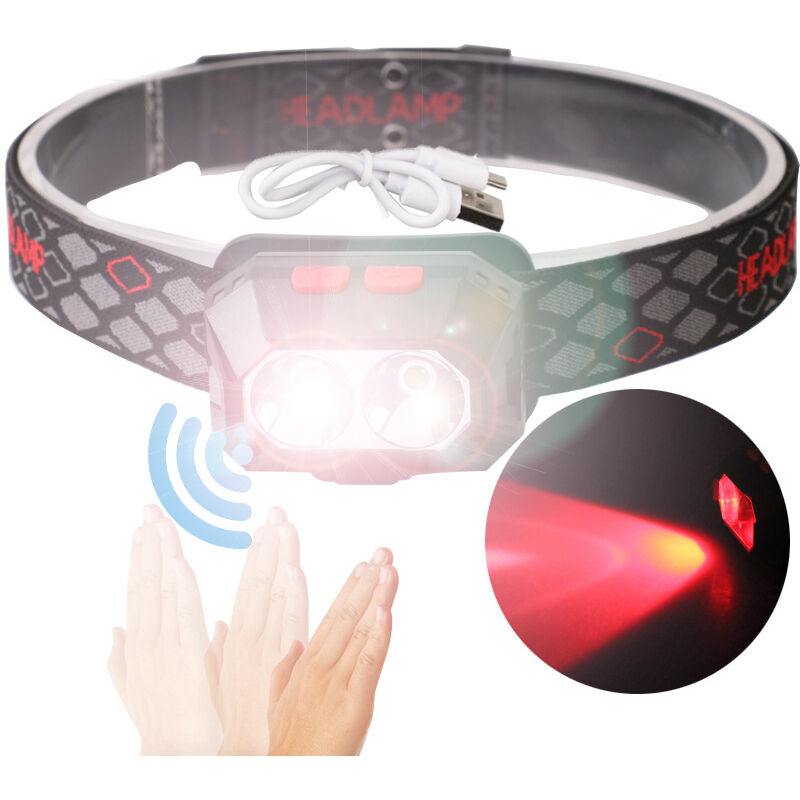 Lampe Frontale Puissante usb Rechargeable 6 Modes Lampe Frontale Camping 1000 lumin, IPX4 Étanche, Durable 6-8 Heures Pour Pêche, Camping, Lecture,