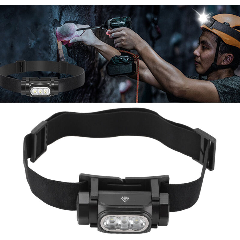 Lampe frontale 1150LM super brillante légère en alliage d'aluminium 3 billes lumineuses détachables rechargeable magnétique 1000mAh Lampe frontale