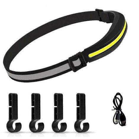 Lampe frontale 2024 LED portable, rechargeable et étanche, à faisceau large COB, idéale pour la course à pied nocturne, le vélo, la pêche et le camping.