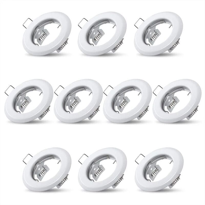 10x Spots lumineux encastrable plafond lampe fixe blanc supports pour spots encastrables acier inoxydable luminaire cuisine salon salle de bain,Trou