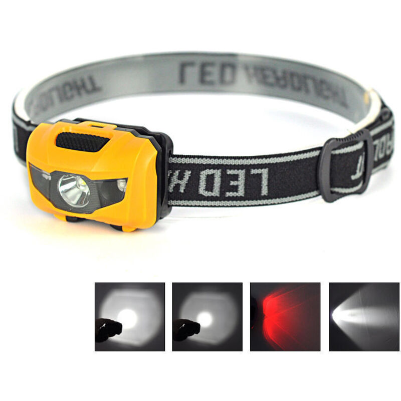 Lampe frontale 3w légère et puissante jaune, lampe frontale migratoire pour la randonnée, la pêche et le camping Lampe frontale cat eye de 2