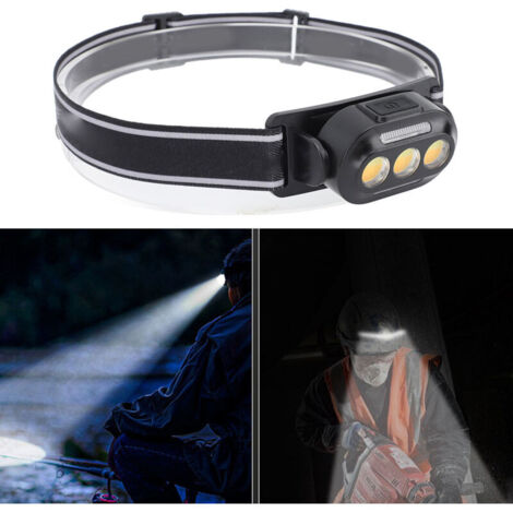 Lampe Frontale 500MAH Étanche Charge USB Élastique pour Camping Cyclisme Pêche de Nuit,