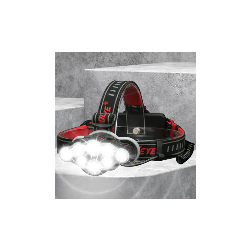 Lampe Frontale 8 LED 8 modes d'éclairage, phare de travail Super Lumineuses Rechargeable USB 2500LM T6 Réglable à 90°, Torches Frontales Étanche