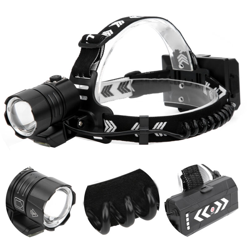Debuns - Lampe frontale à forte luminosité XHP90 Lampe frontale étanche avec chargement usb pour le camping et la pêche,DUBUNS