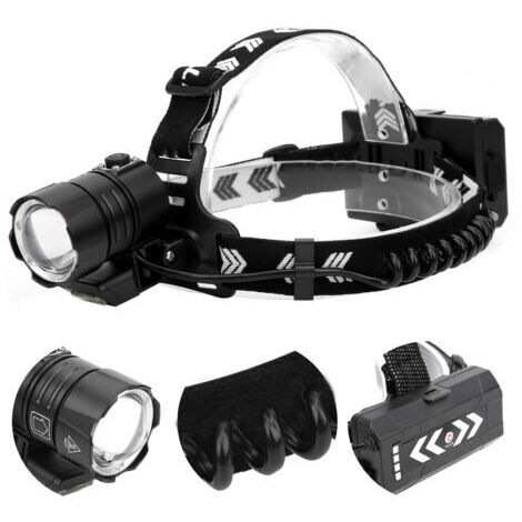 Lampe frontale à forte luminosité XHP90 Lampe frontale étanche avec chargement USB pour le camping et la pêche,DUBUNS