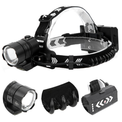 Lampe frontale à forte luminosité XHP90 Lampe frontale étanche avec chargement USB pour le camping et la pêche,DUBUNS