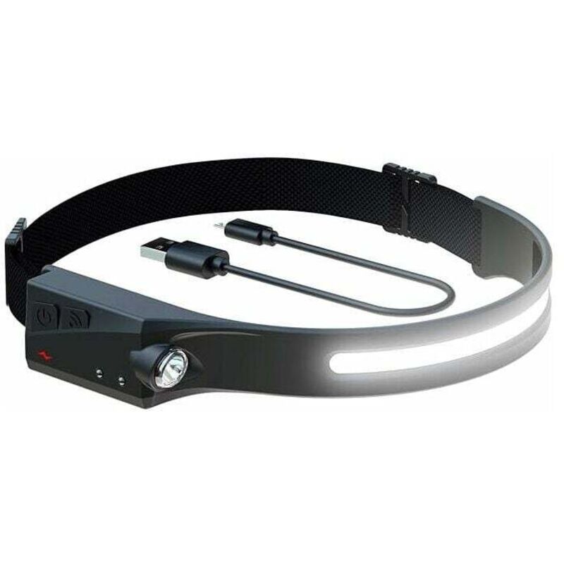 Lampe frontale à LED, lampes frontales rechargeables avec éclairage à induction, nouvelle mise à niveau, résistante à la chaleur et à la
