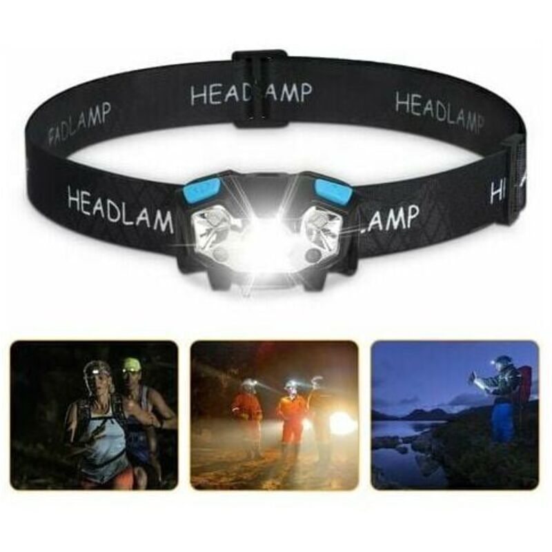 Lampe frontale à LED, phare de travail à LED 5000Lumen, lampe frontale à capteur de mouvement Lampe de travail étanche rechargeable par USB, 5 modes