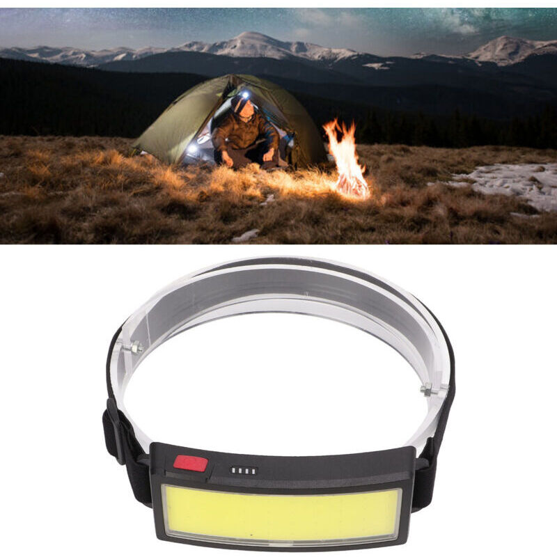 Lampe frontale à LED, projecteur à LED ultra léger, lampe frontale COB pour camping en plein air,