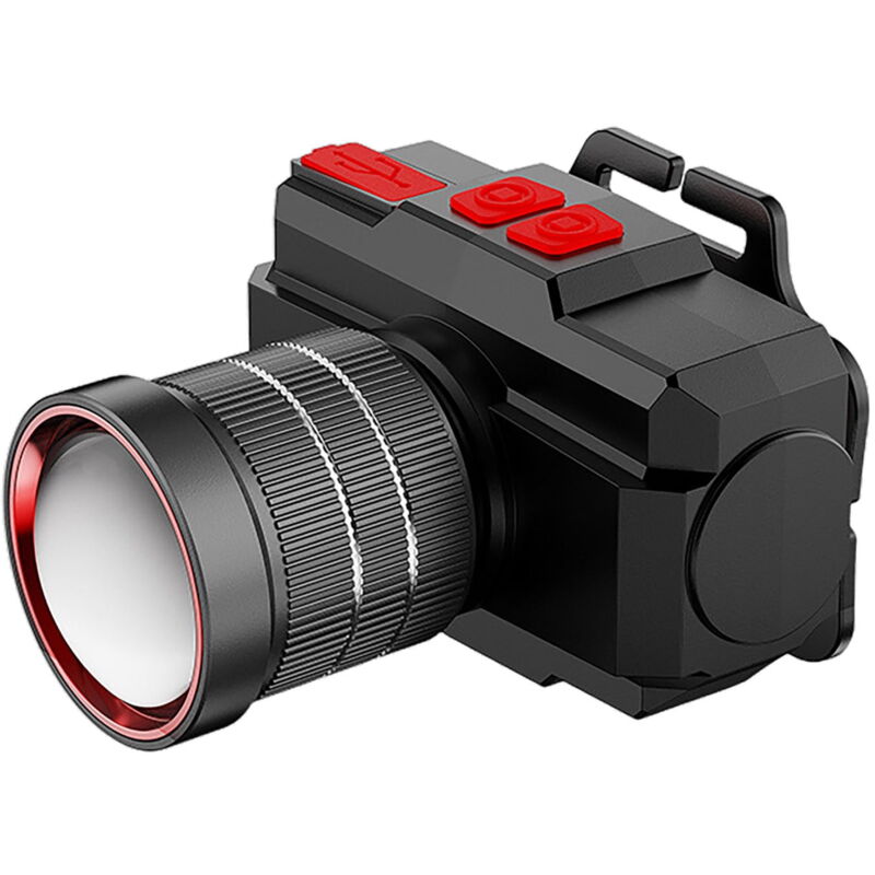 Lampe frontale à longue portée, puissante et lumineuse, montée sur la tête, pour la pêche de nuit, l'exploitation minière, rechargeable, en alliage