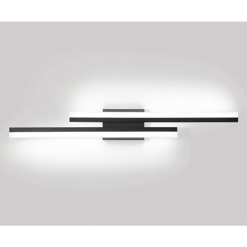 Lampe frontale à miroir LED minimaliste, applique murale en aluminium cuit au four, Noir 16w, lumière blanche 6000k