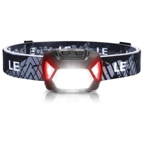 Lampe frontale à piles, 1300 Lux LED ultra-bright avec lumière rouge, étanche IPX4 pour camping, randonnée, chasse et urgences