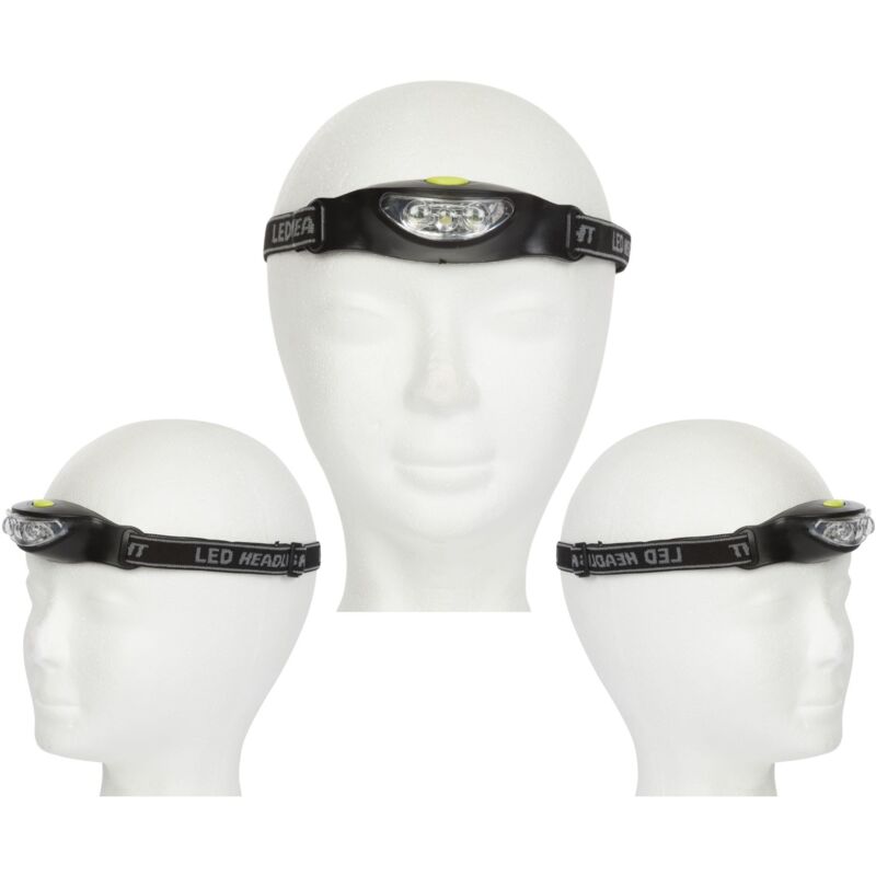 Lampe frontale avec 3 leds blanches ultralumineuses Perel EHL7N