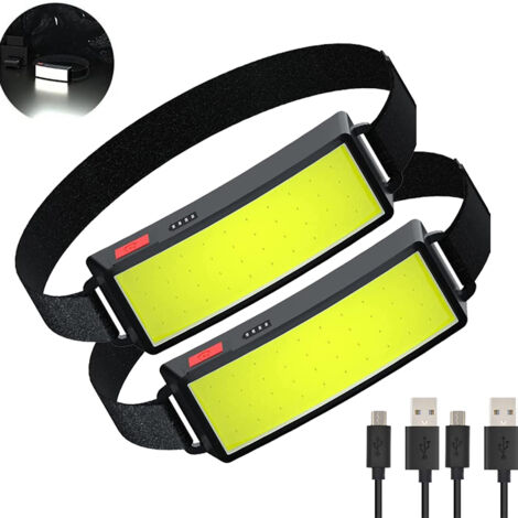 Lampe frontale COB type-c/USB Rechargeable, 600mha, lanterne étanche pour Camping et pêche en plein air, 2 pièces
