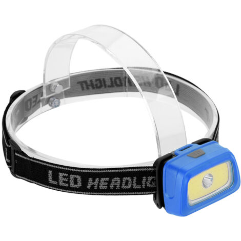 Lampe frontale COb XPE Lampe frontale rotative réglable Lampe de randonnée et de camping Bleu clair