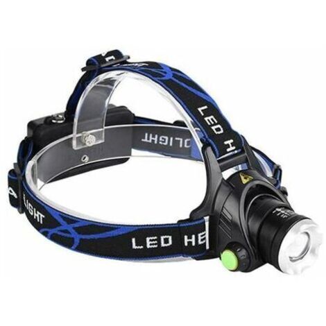 Lampe frontale étanche IP64, zoomable, 3 modes, avec câble USB, voyant lumineux, idéale pour le camping, le vélo, la pêche et la randonnée. Lampe frontale LED rechargeable 1200 lm [Classe énergétique