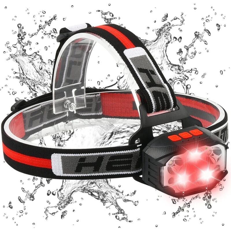 Sjqka - Lampe frontale étanche IPX5 à led lumineuses avec 5 perles de lampe,7 modes pour le camping en plein air, la course à pied, le cyclisme