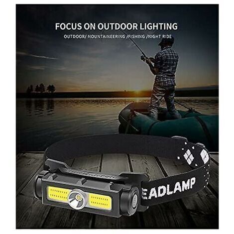 Lampe frontale haute intensité de 1000 lumens, lampe frontale LED rechargeable, lumière rouge et blanche, avec aimant détachable, 7 modes, convient pour la course à pied, le camping, la pêche [Niveau 