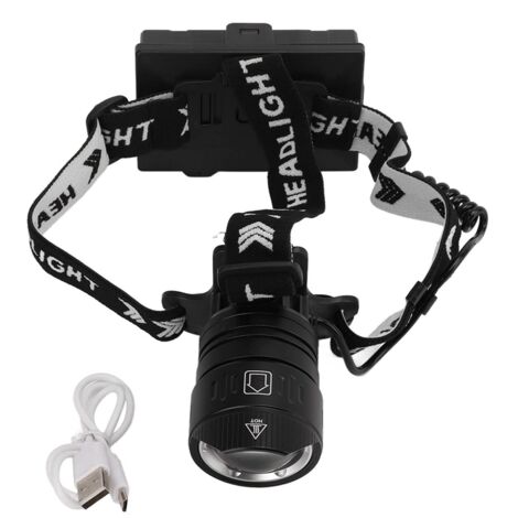 Lampe Frontale, Lampe Frontale à Capteur LED avec Câble de Charge USB Lampe de Poche Puissante et Lumineuse pour le Camping D'exploration en Plein Air Phares
