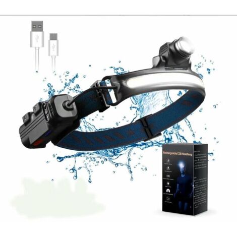 Lampe Frontale Lampe Frontale LED Rechargeable Puissante, Torche Frontale Zoom Avec Mode Capteur Sensible, Halo Light Étanche