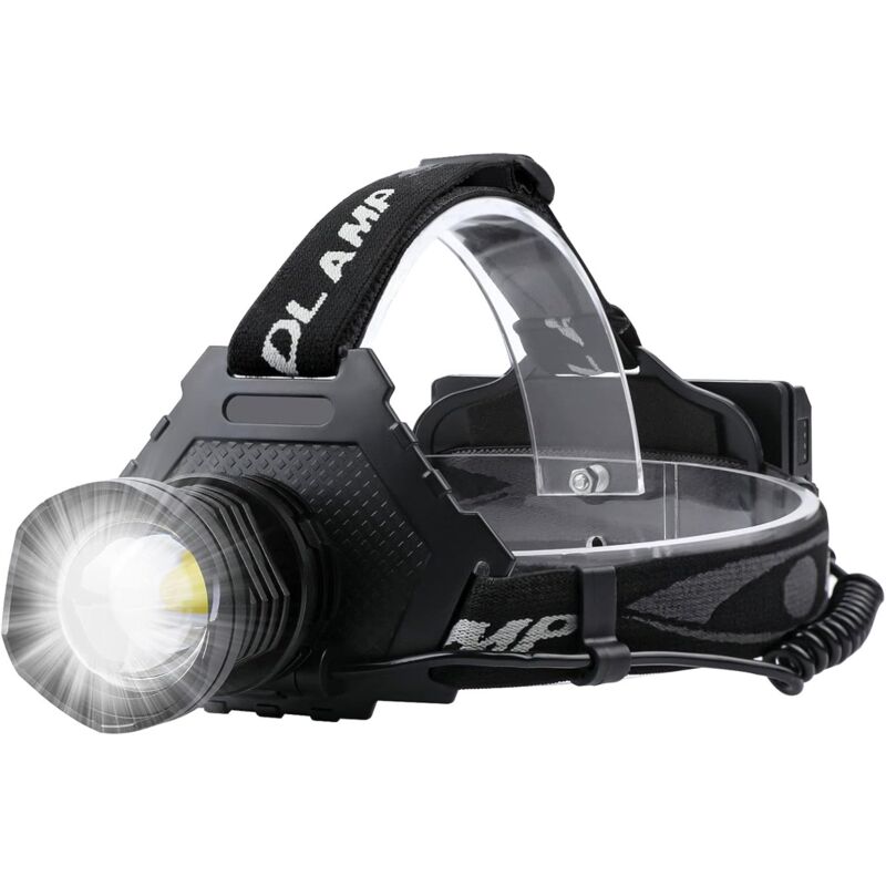 Lampe frontale Lampe Frontale Rechargeable led, 90000 Lumens Super Lumineux avec 5 Modes et Niveau IPX7 Lampe Frontale Rechargeable usb