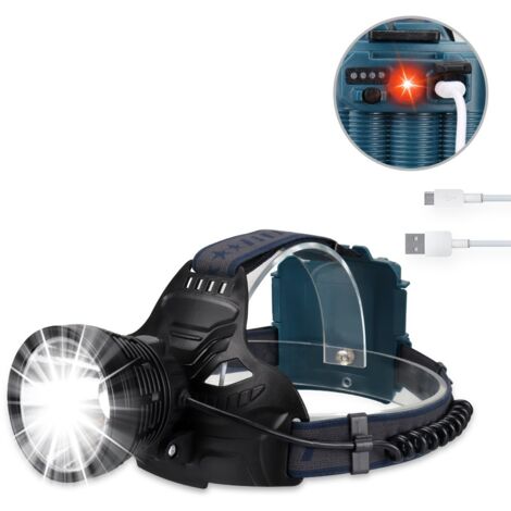Lampe frontale Lampe frontale rechargeable LED pour adultes, 90 000 lumens super lumineuse lampe frontale réglable à 90° 4 modes IPX5 étanche USB lampe frontale rechargeable pour camping course chasse